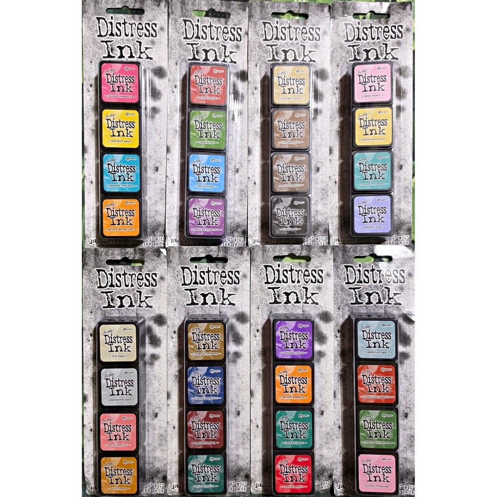 Tim Holtz Mini Distress Ink Kits Bundle 8 Sets - 32 Colors Total - Ranger